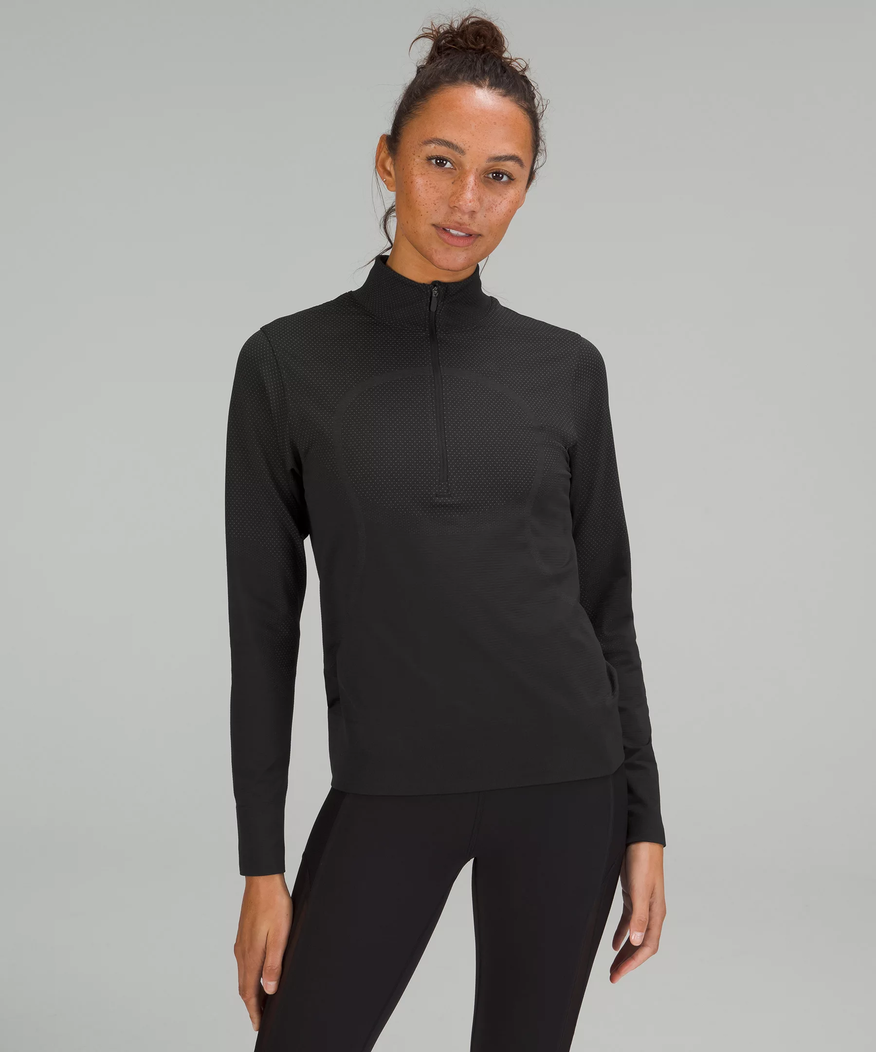 Swiftly Relaxed Half Zip Online Only Black/Gull Grey