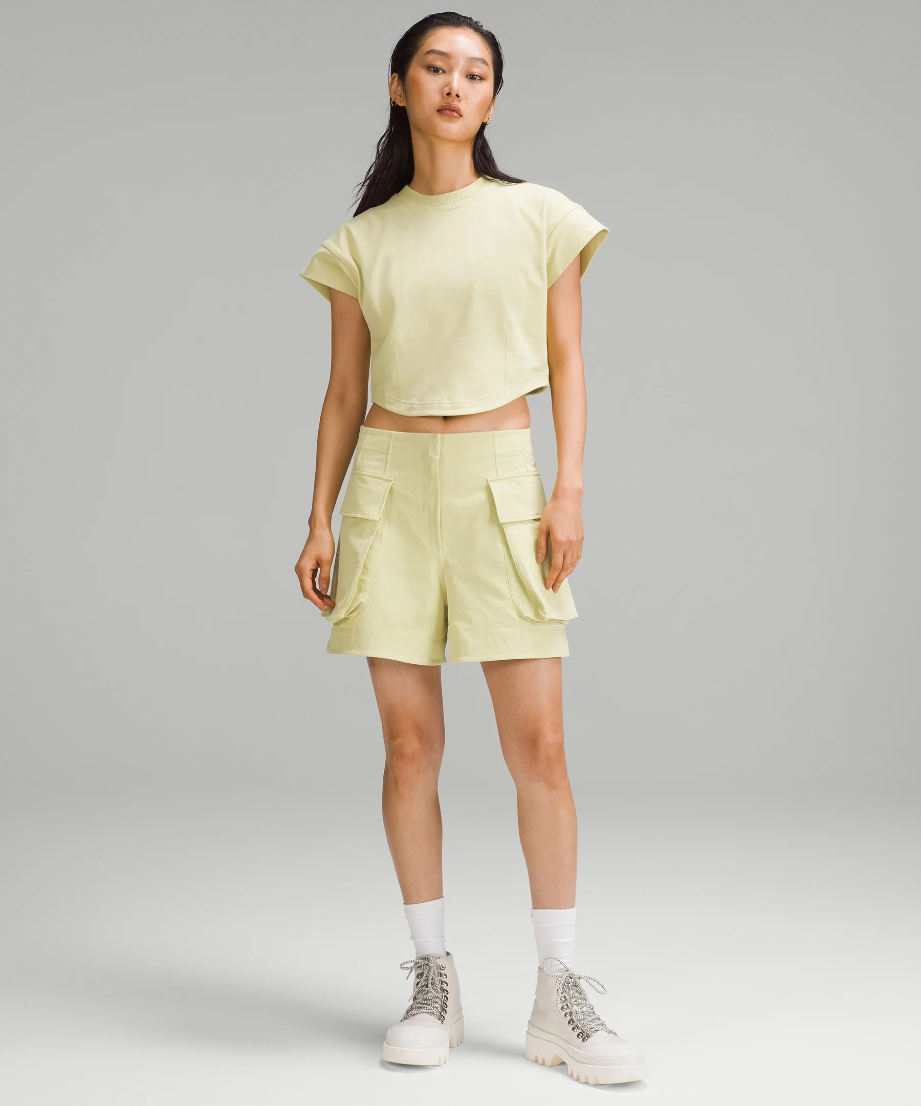 Heavyweight Cotton Mock-Neck T-Shirt Finch Yellow