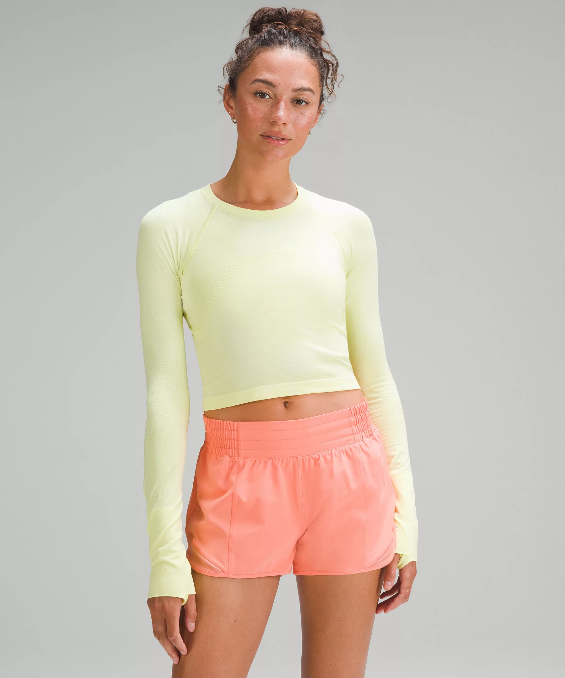 Swiftly Tech Cropped Long-Sleeve Shirt 2.0 Electric Lemon/Bone