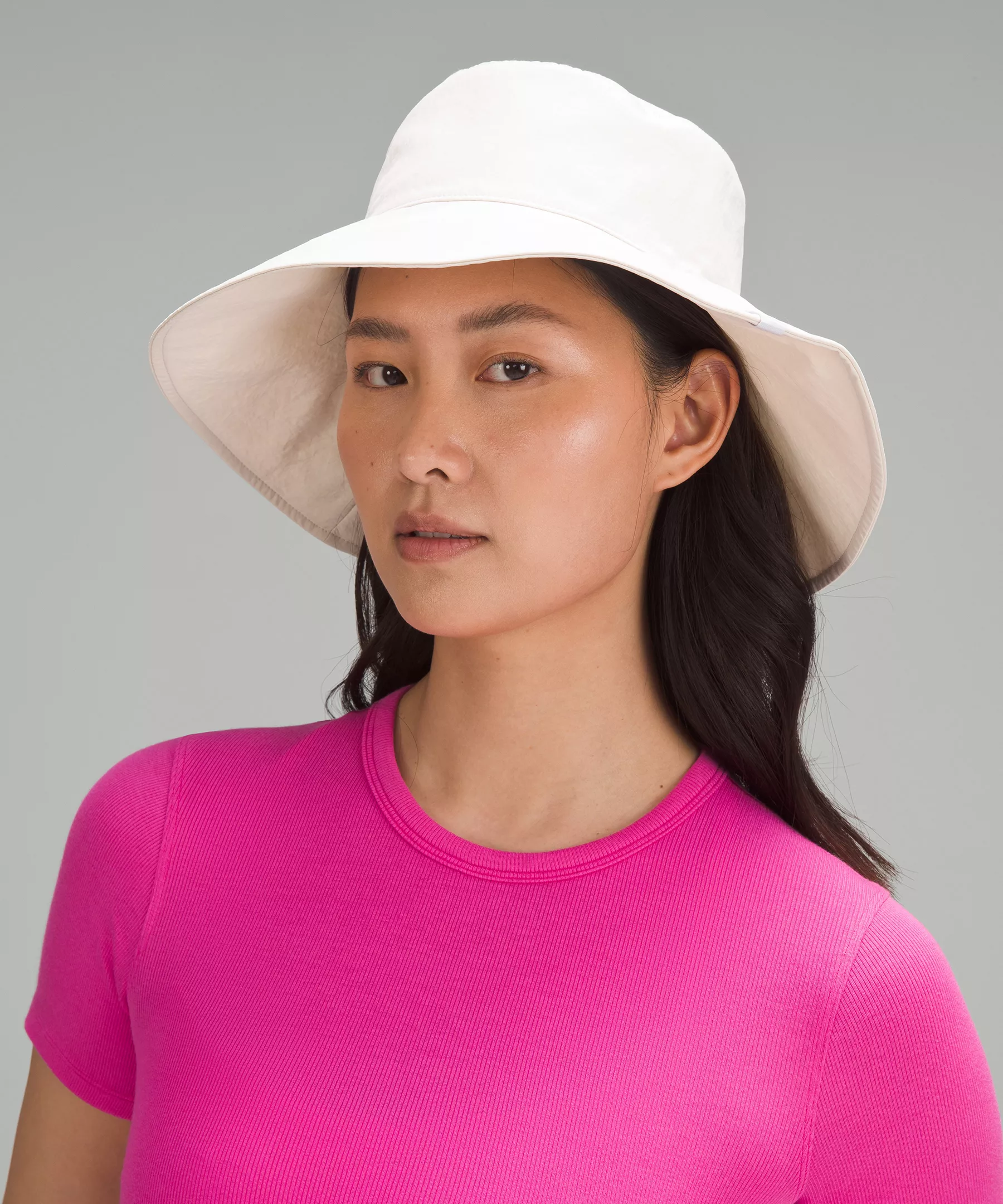 Women's Wide Brim Logo Bucket Hat White Opal