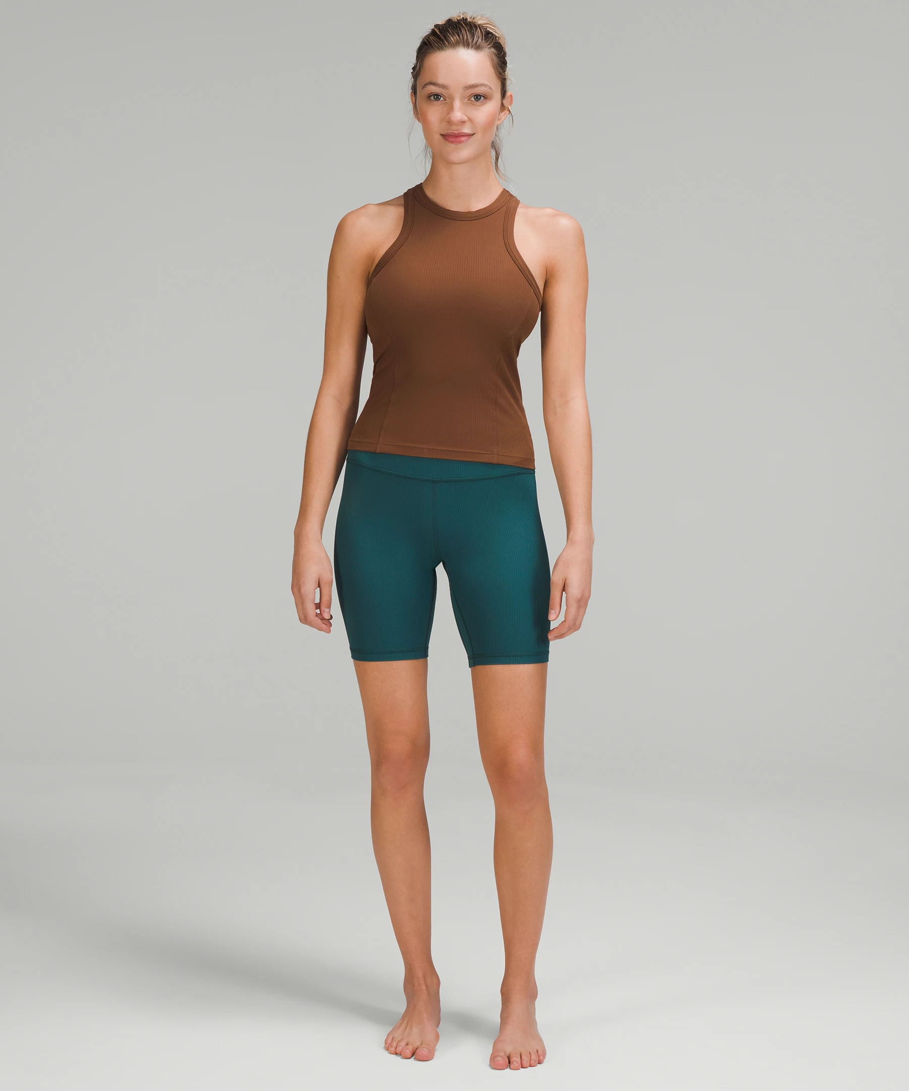 Ribbed Nulu Racerback Yoga Tank Top Roasted Brown