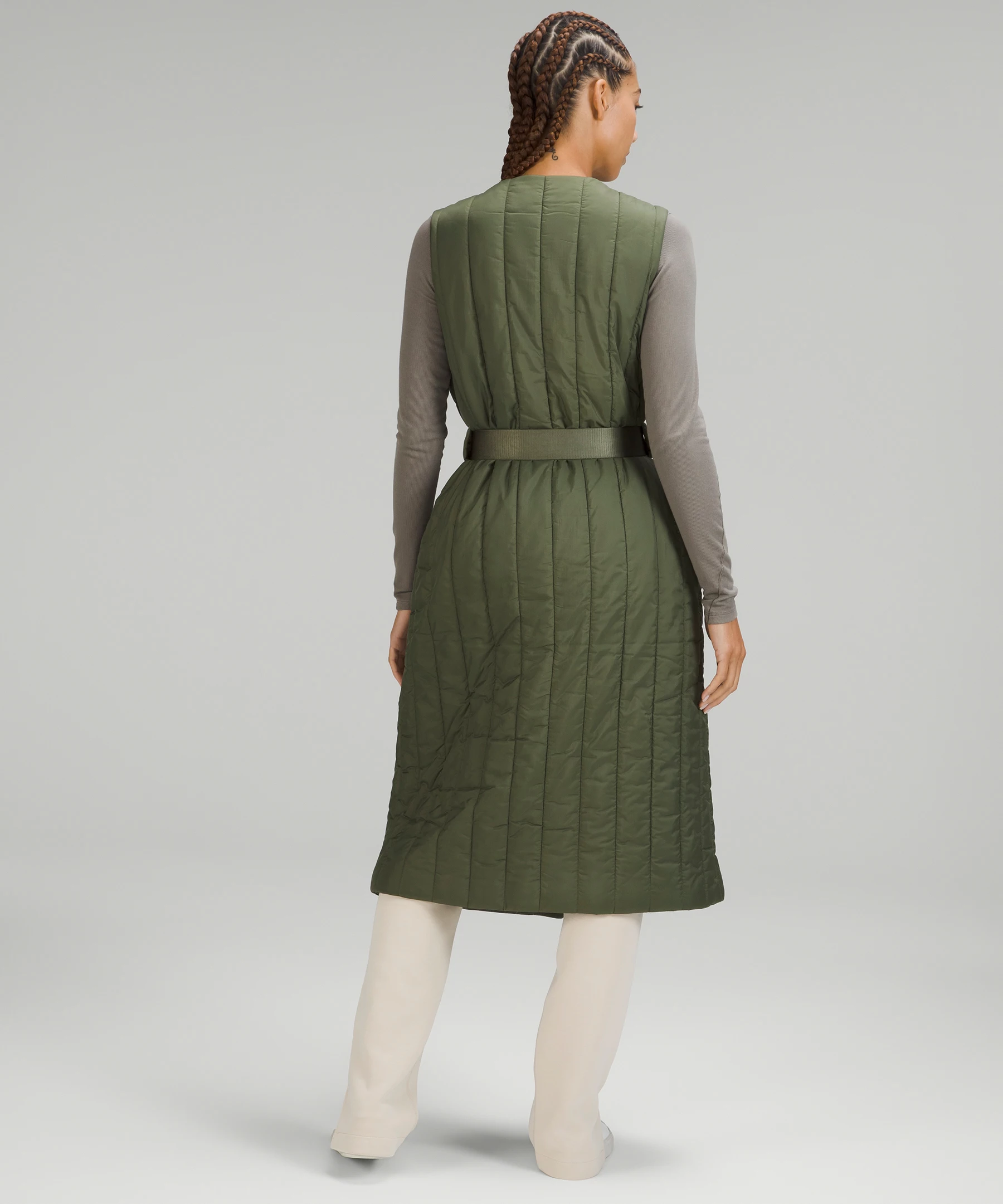 Belted Long Insulated Vest *Online Only Medium Olive