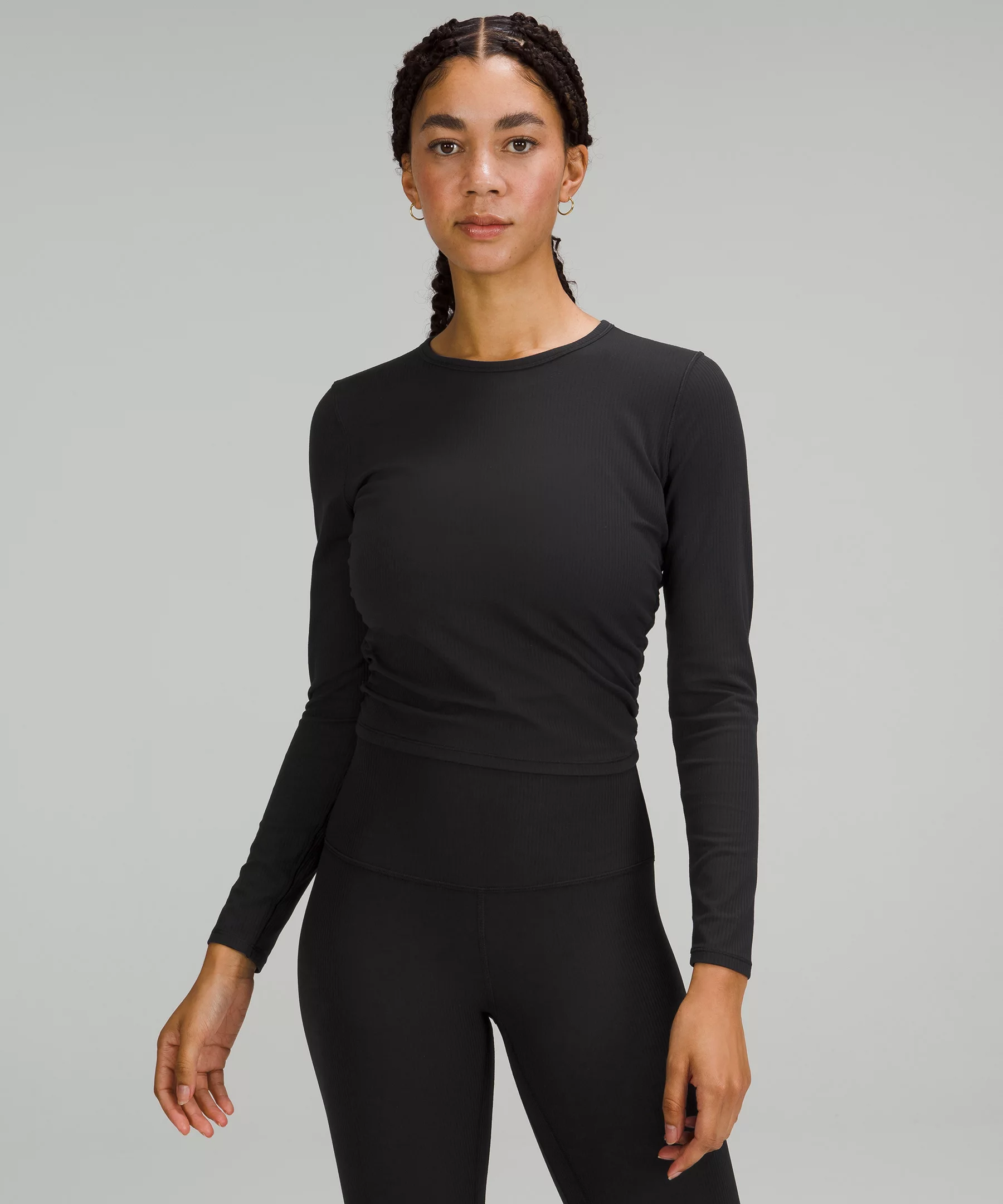 All It Takes Ribbed Nulu Long-Sleeve Shirt Black