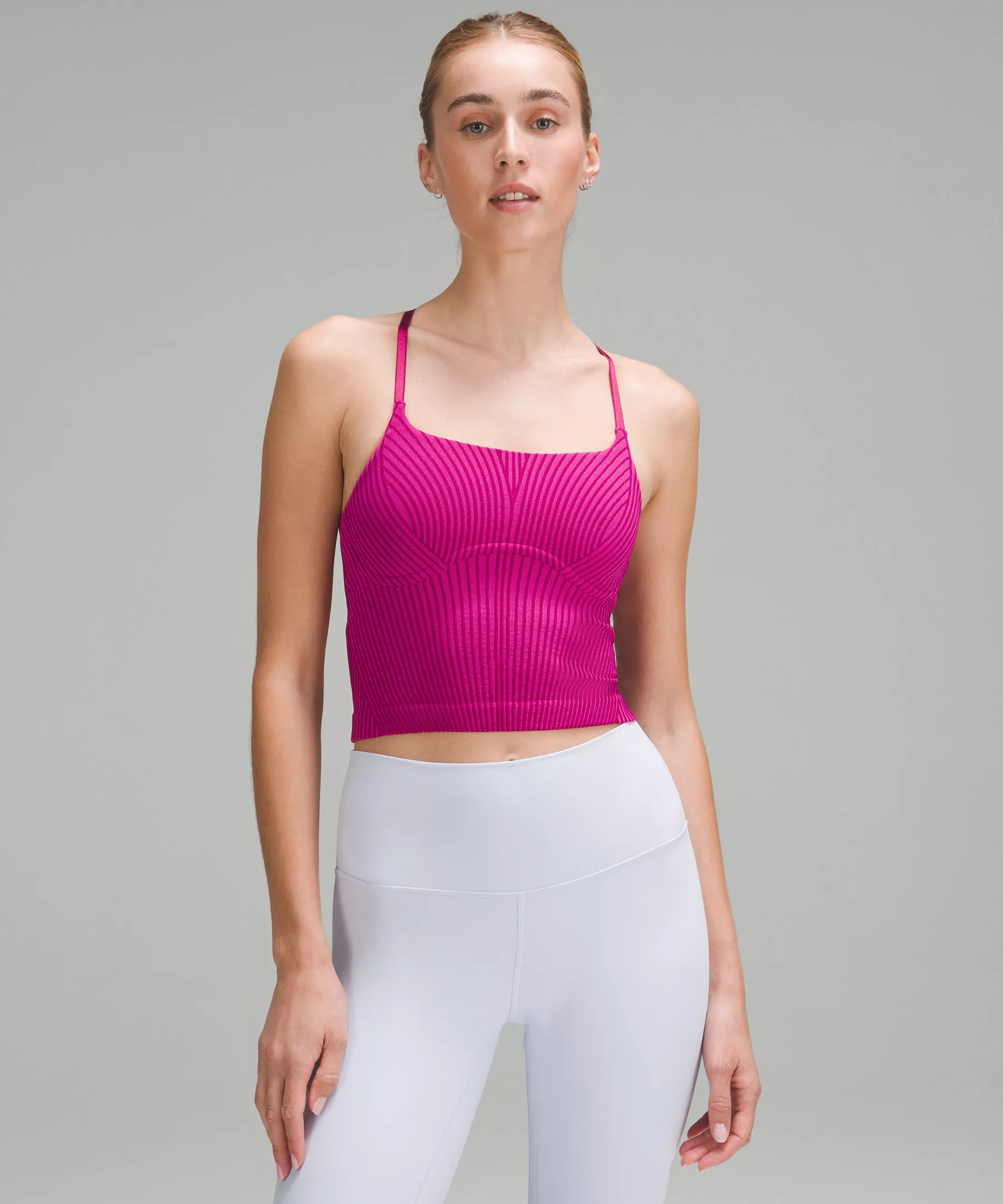 Strappy Seamless Yoga Shelf Tank Top *Online Only Wild Berry/Sonic Pink