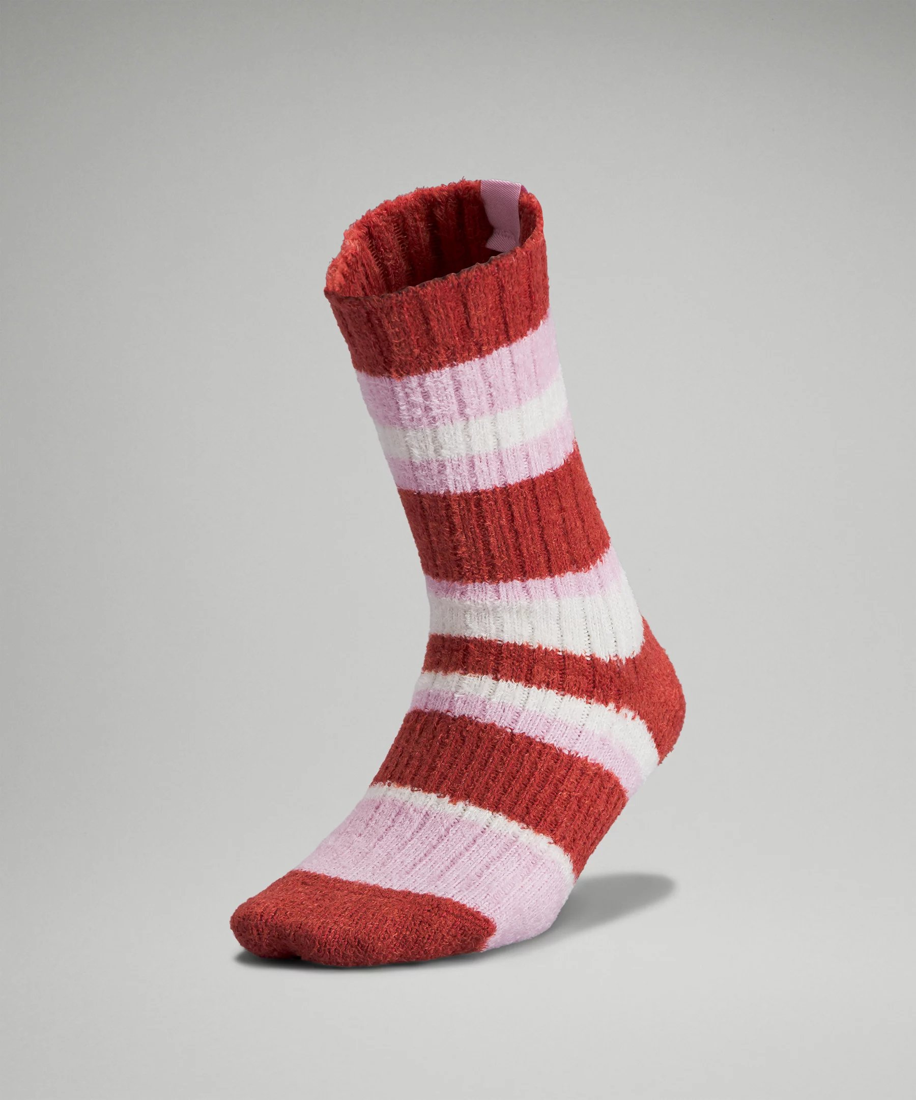 Women's Daily Stride Fuzzy Crew Sock Cayenne/Pink Peony