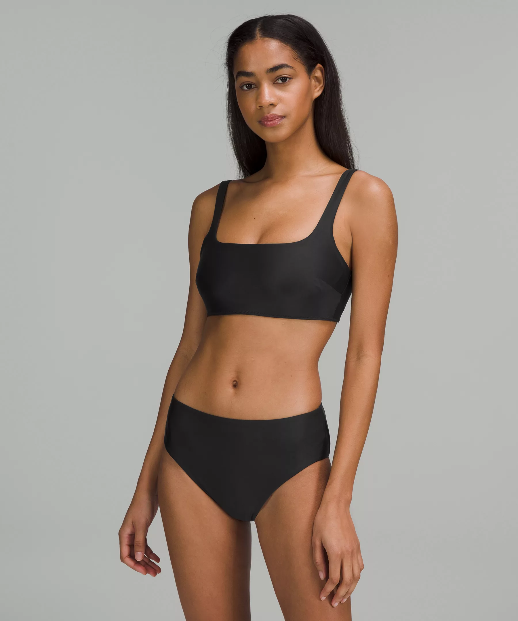 Waterside Square-Neck Swim Top *B/C Cup Black
