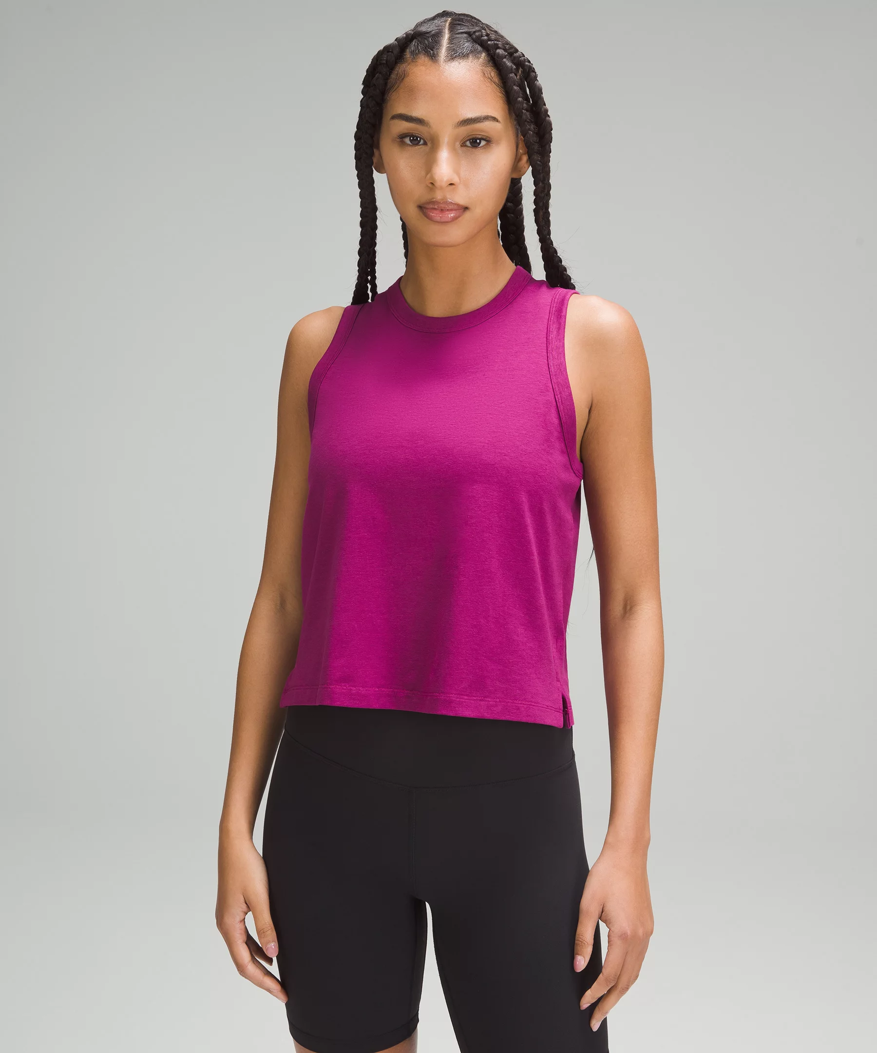 Classic-Fit Cotton-Blend Tank Top Magenta Purple