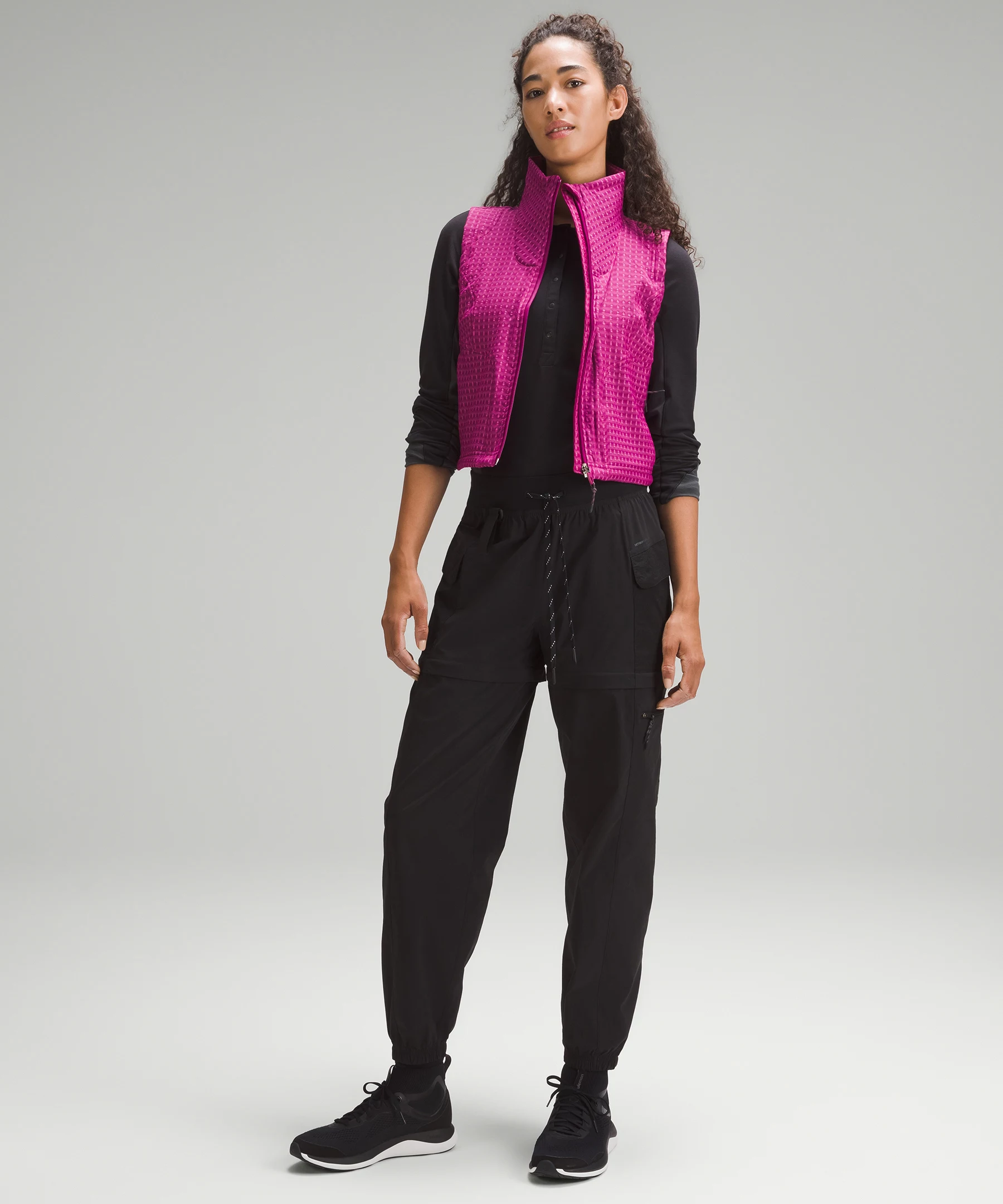 Water-Repellent Grid Fleece Hiking Vest *Online Only Wild Berry/Sonic Pink