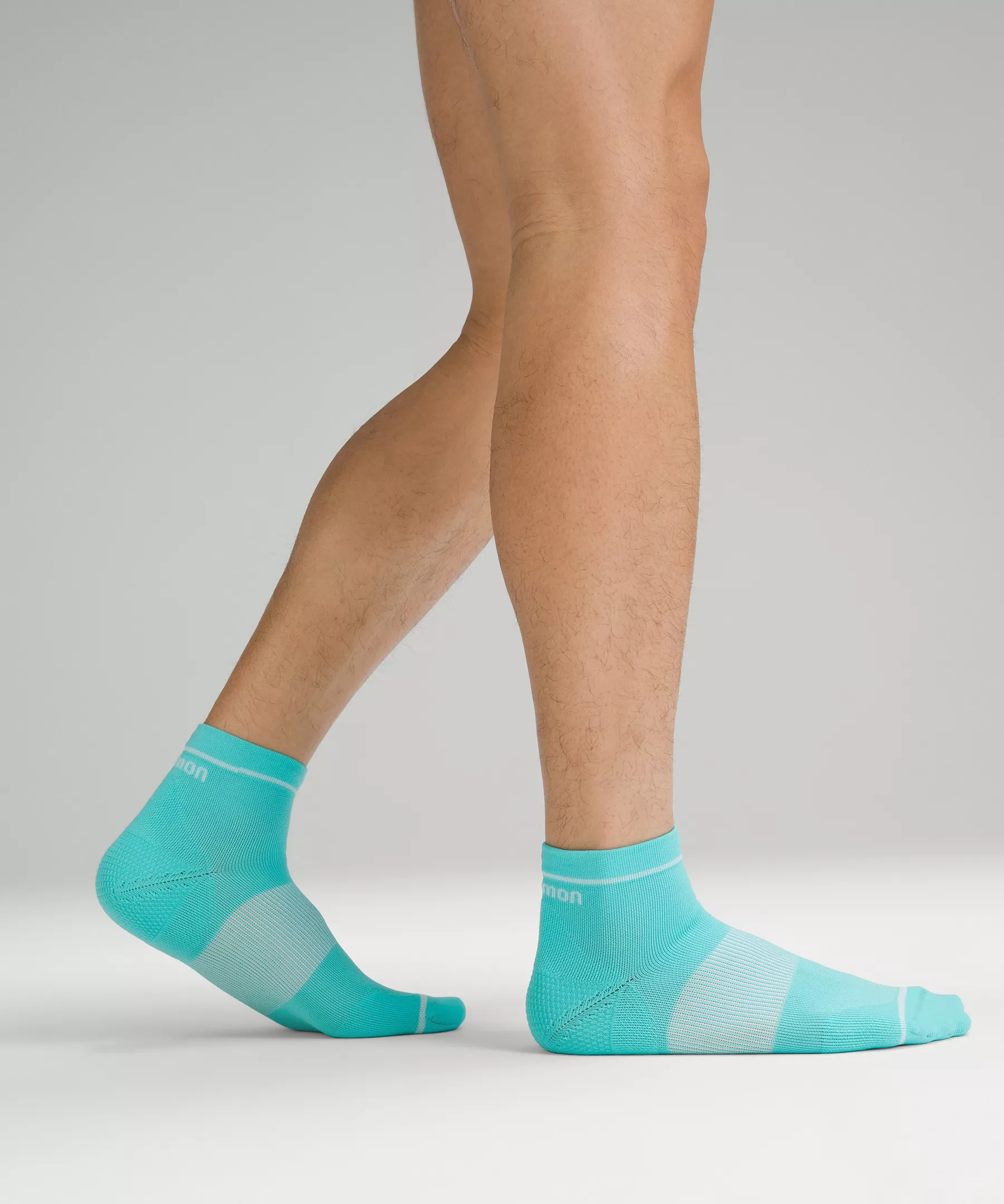 Men's Power Stride Ankle Sock Stripe *3 Pack Electric Turquoise/Highlight Yellow/Orange Frappe