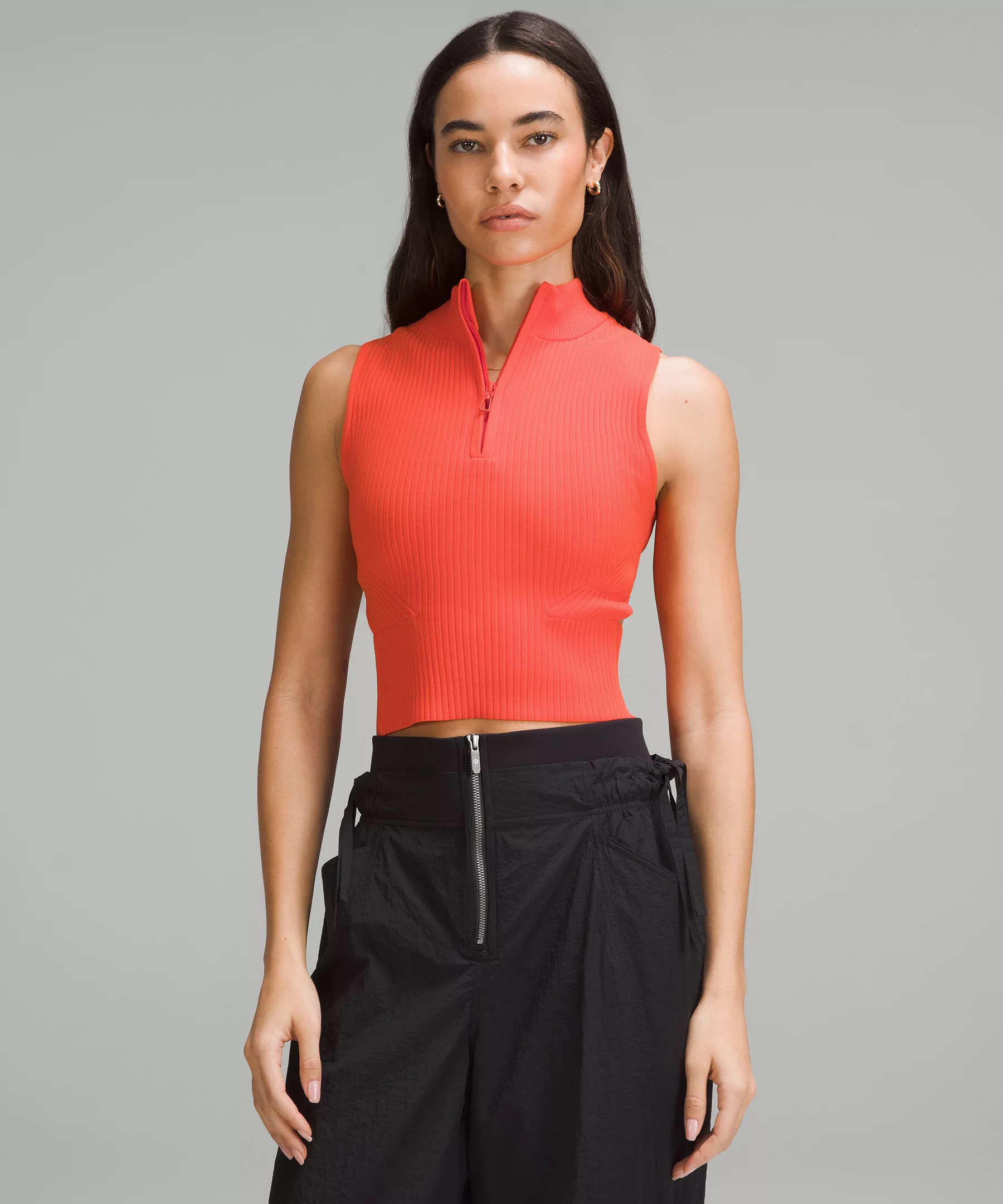 Open Back Half-Zip Sweater Solar Orange