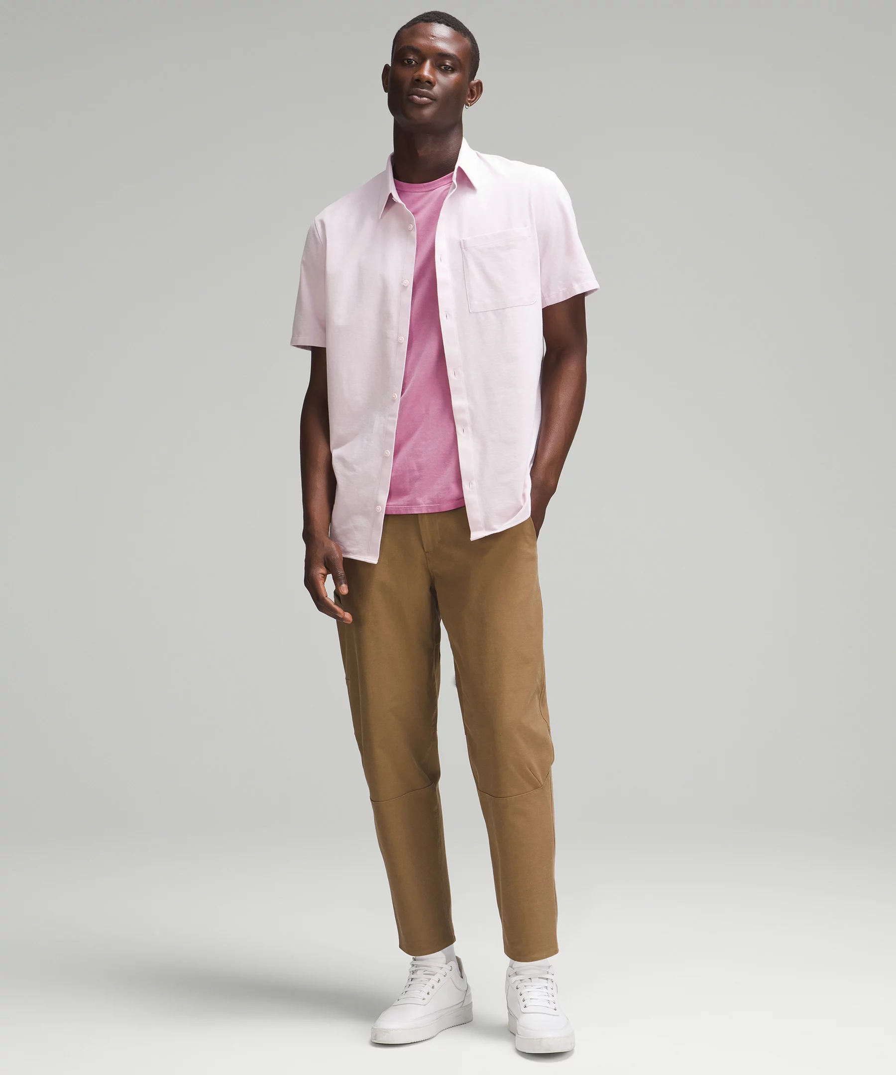 Commission Short Sleeve Shirt Pink Peony/White