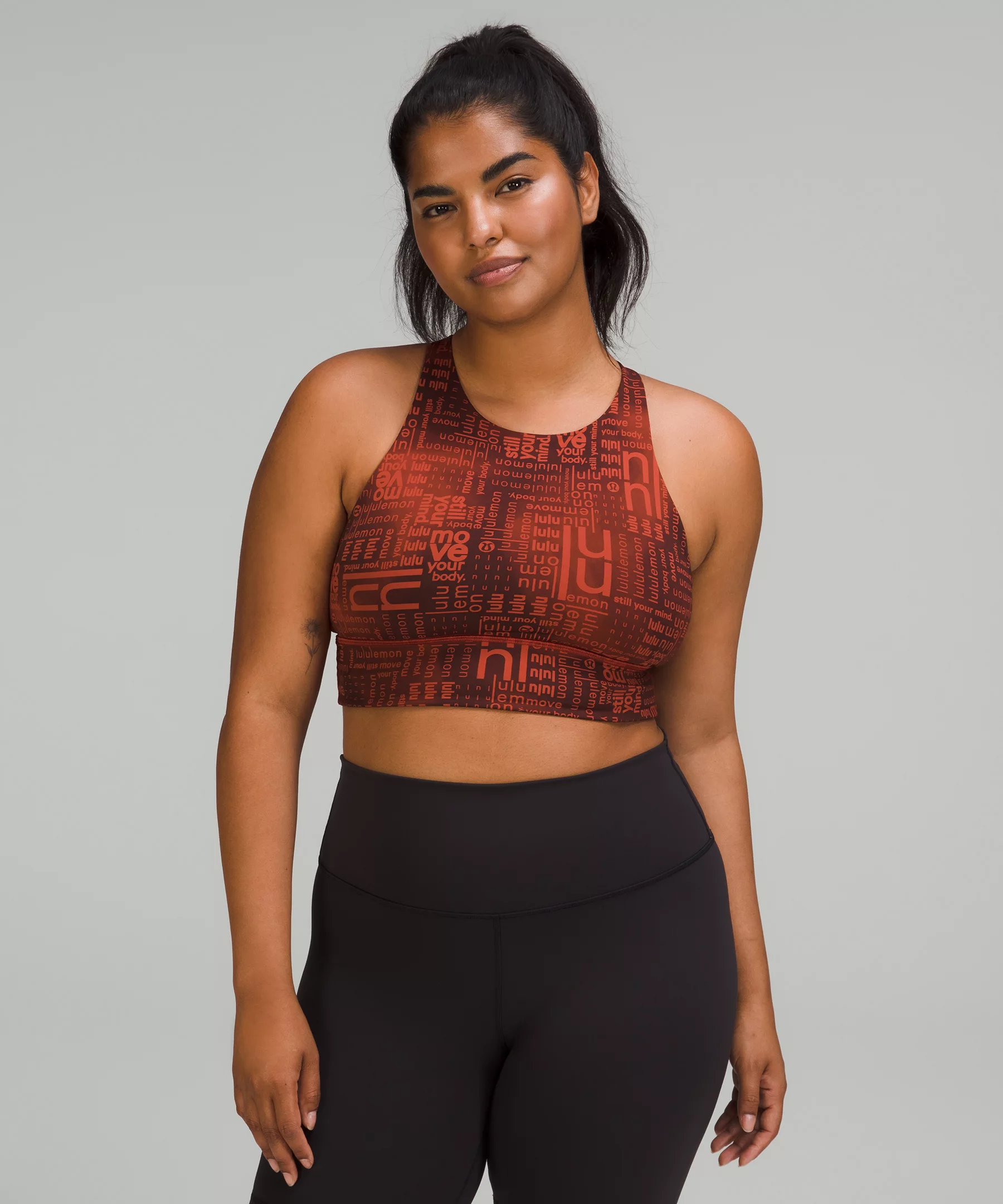 lululemon Energy High-Neck Longline Bra *Medium Support, B–D Cups Lululemon Ombre Red Multi