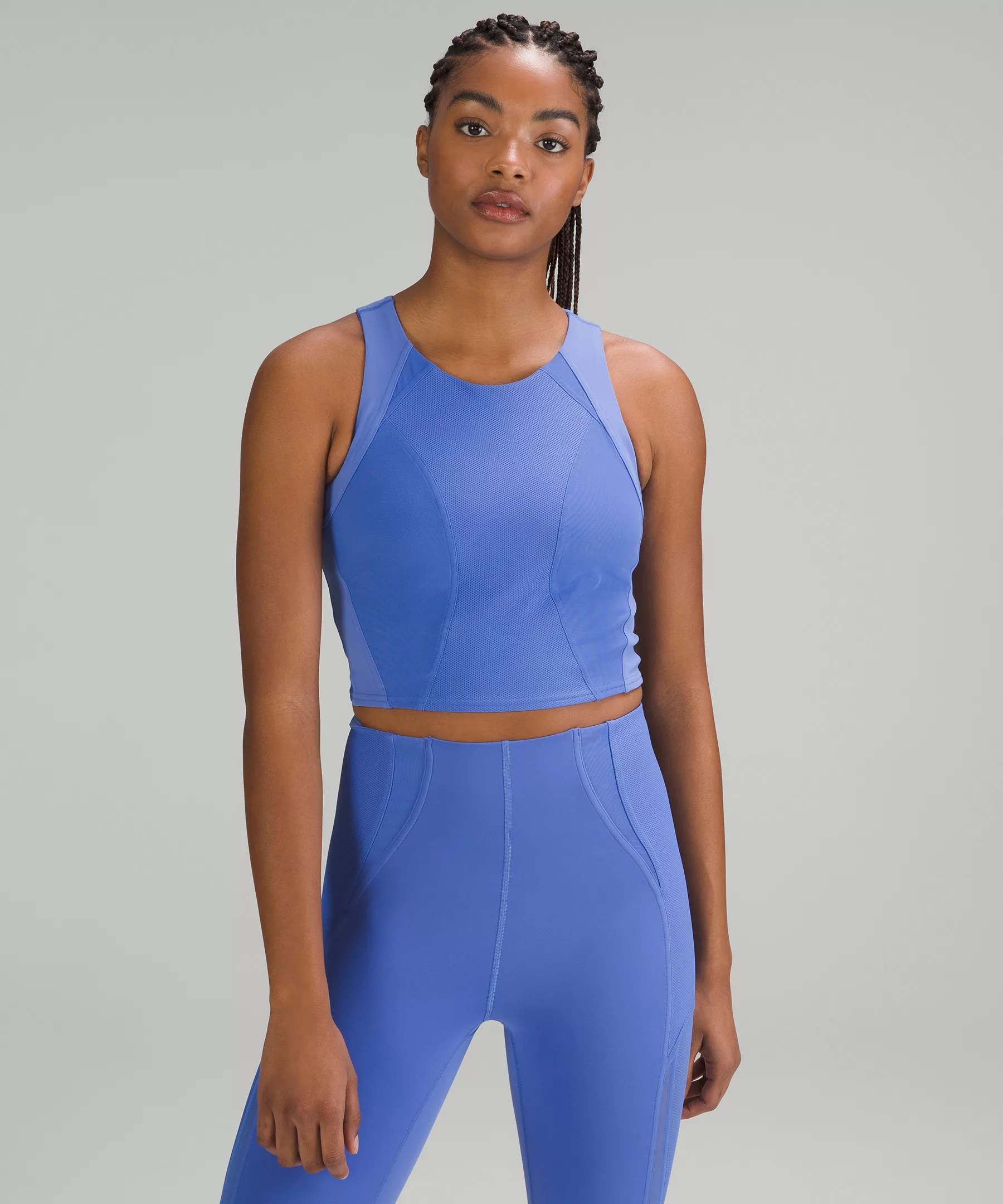Mesh Panelled Training Shelf Tank Top Wild Indigo