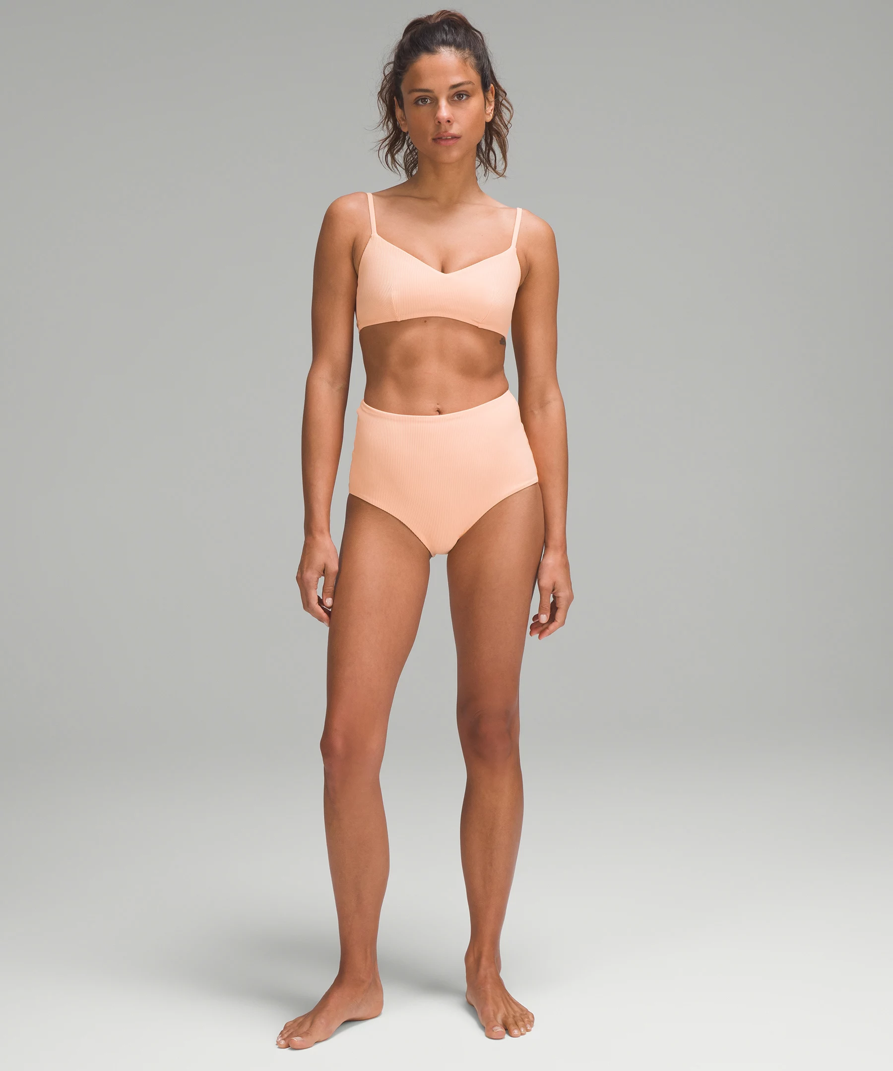 Ribbed Swim Top A/B Cup peach fuzz