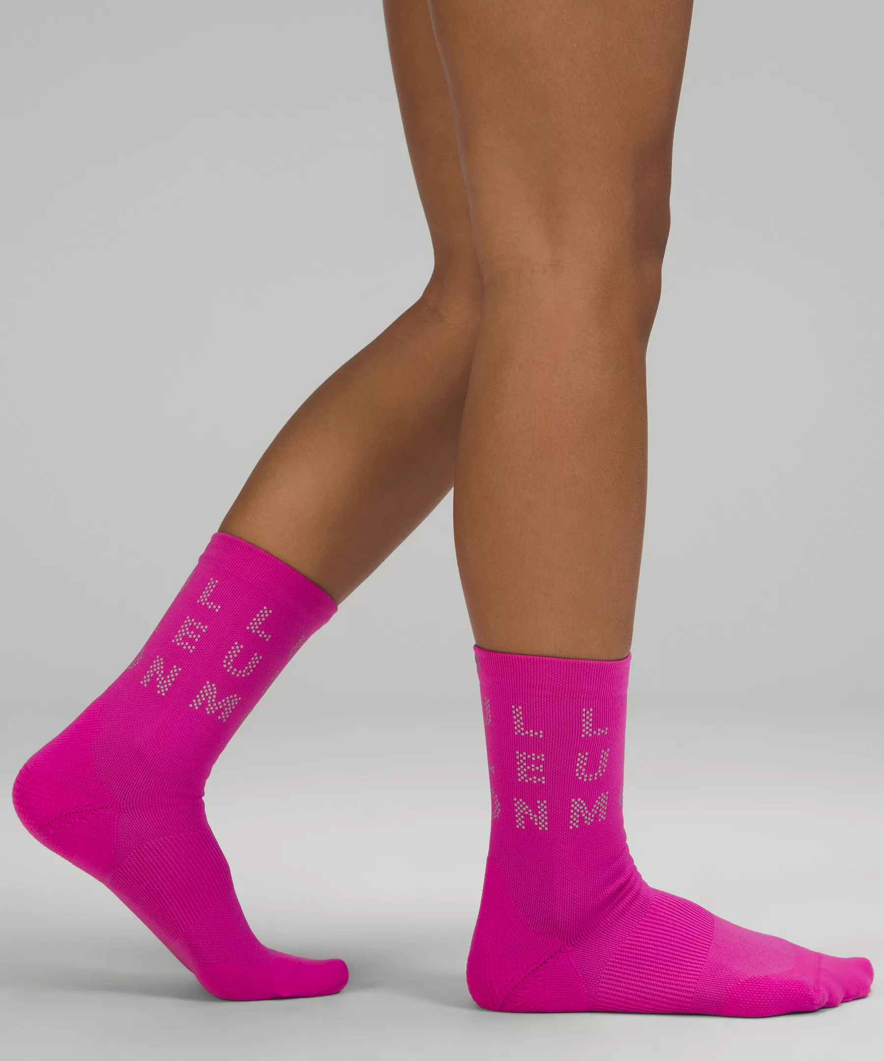Women's Power Stride Crew Sock *Reflective Sonic Pink