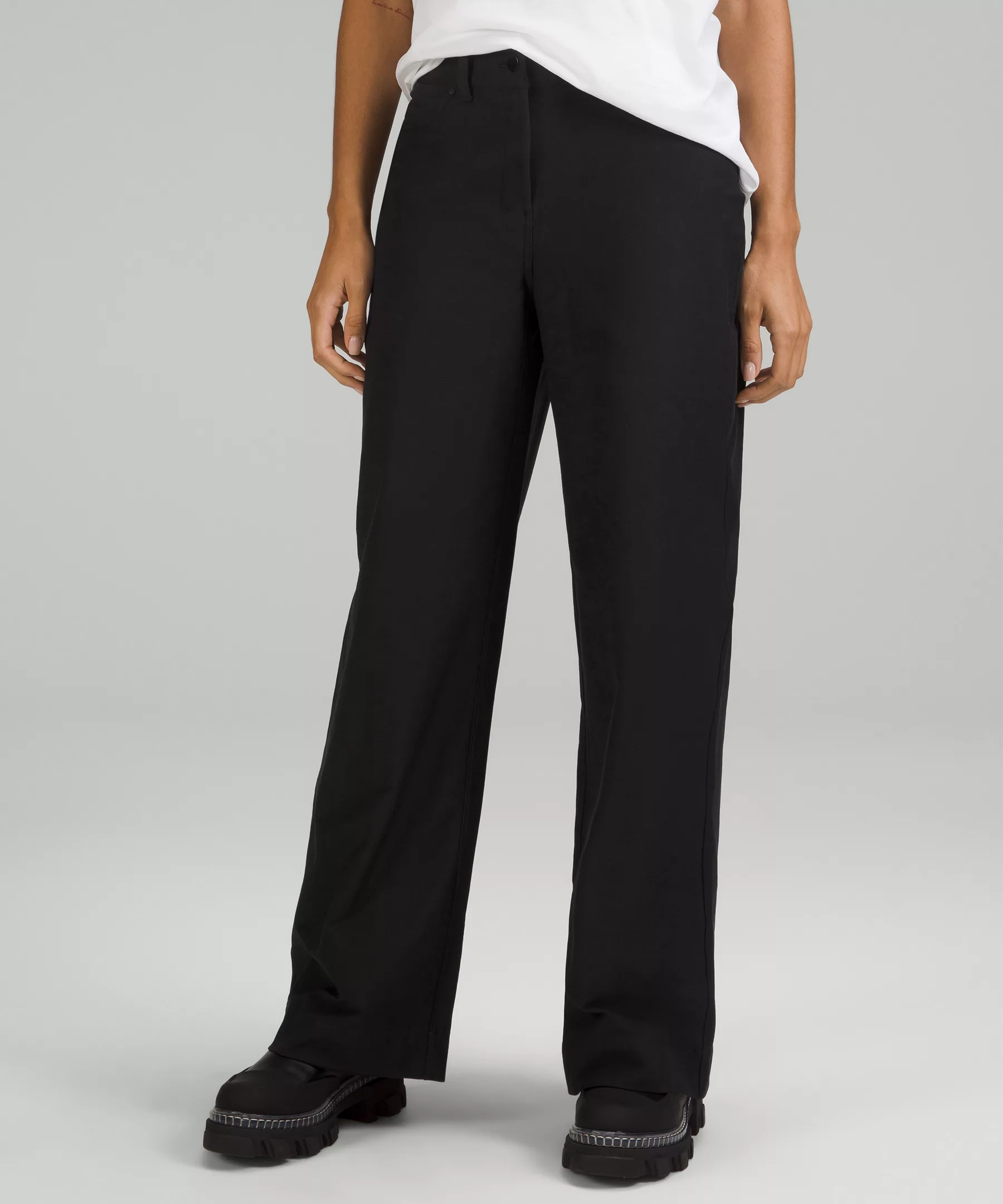 City Sleek 5 Pocket High-Rise Wide-Leg Pant Full Length *Light Utilitech Black