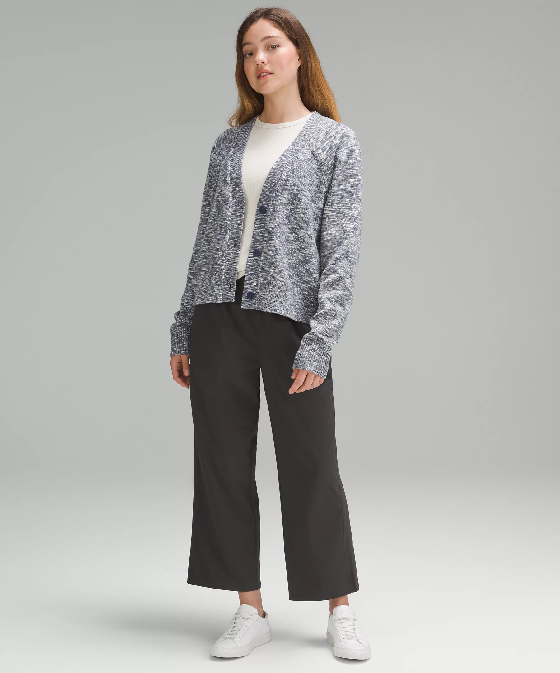 Boxy Cotton-Blend Cardigan Night Sea/True Navy/Black/Iron Blue