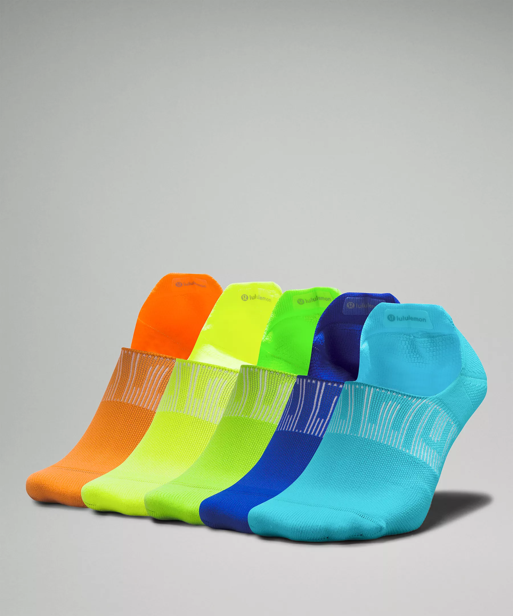 Men's Power Stride No-Show Sock with Active Grip 5 Pack *Online Only Rainbow/Orange Frappe
