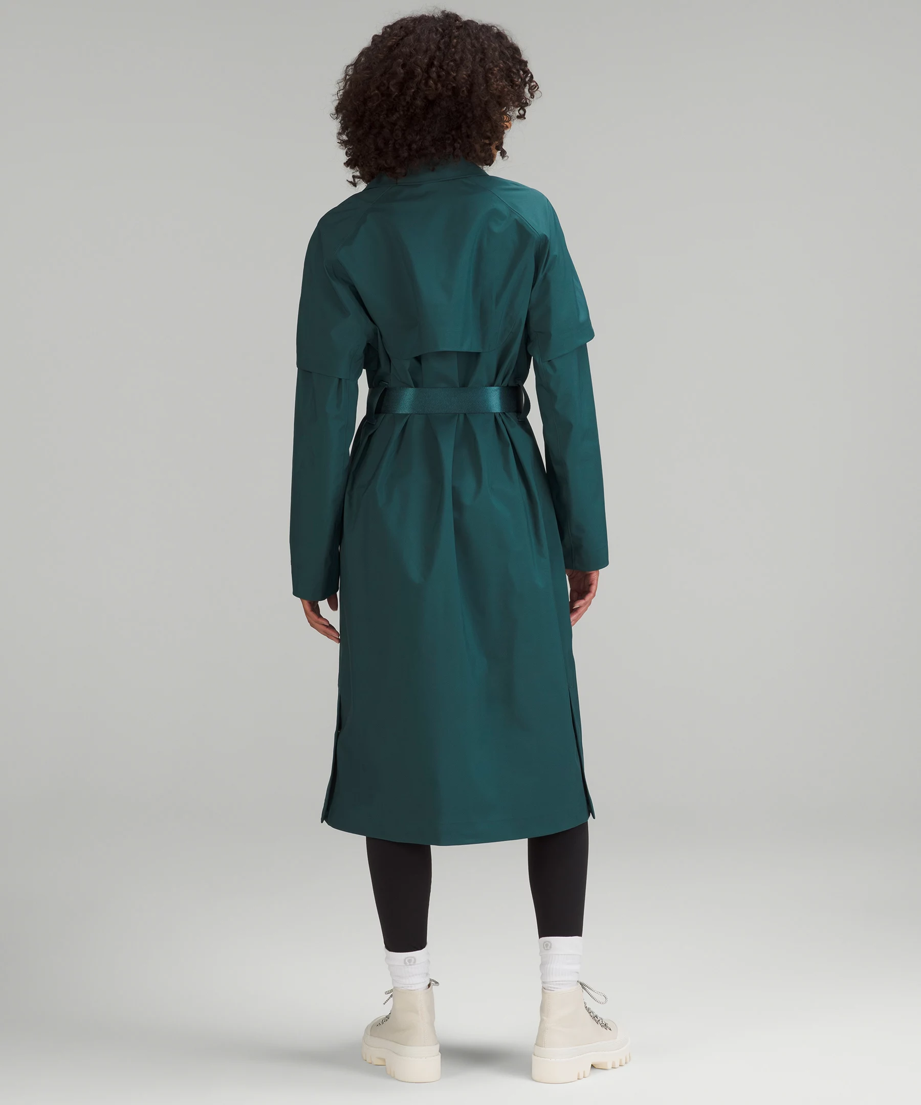 Belted Rain Trench Coat Green Jasper