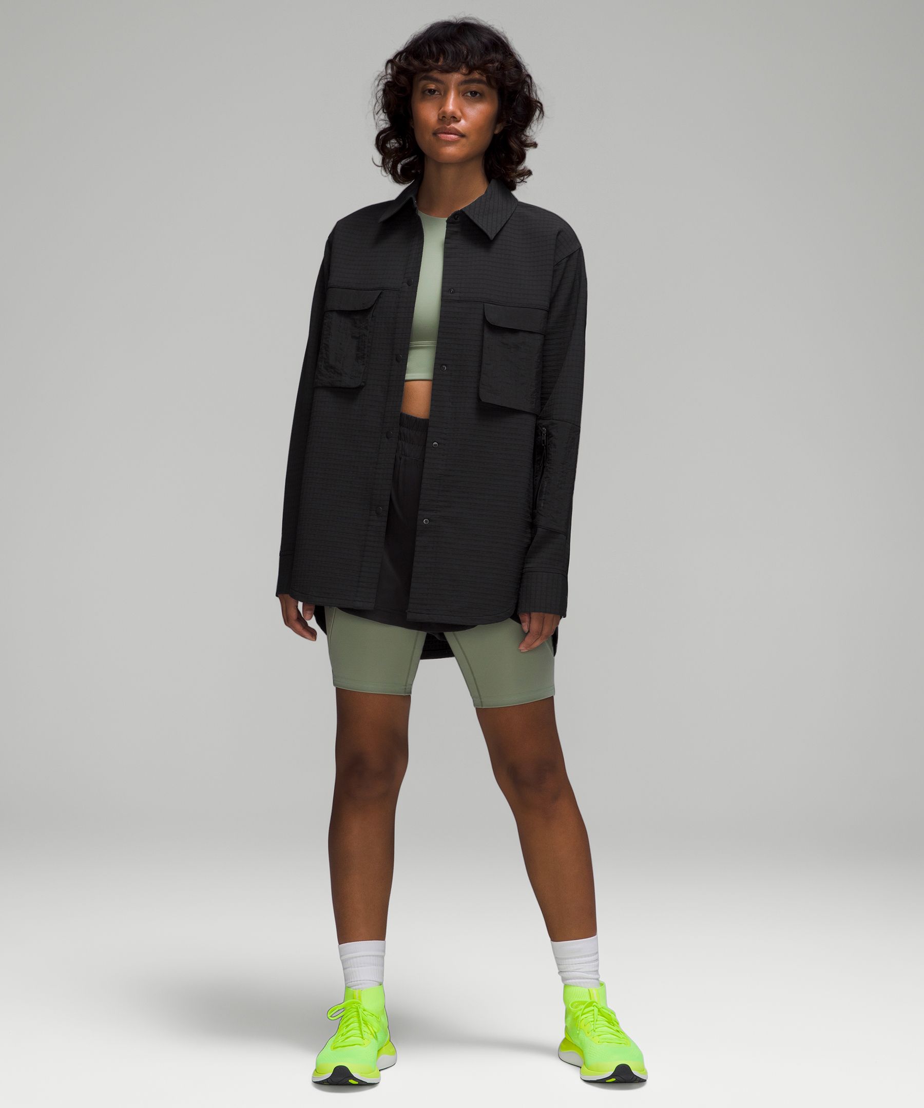 Grid Fleece Hiking Overshirt Black