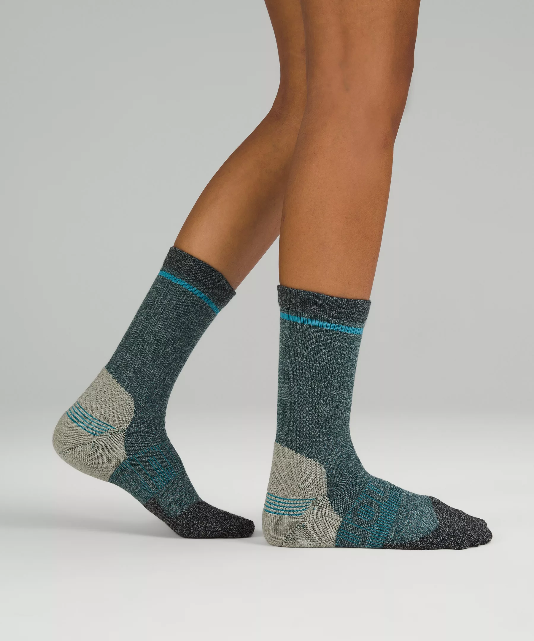 Women's Power Stride Hiking Crew Sock Green Jasper/Oceanic