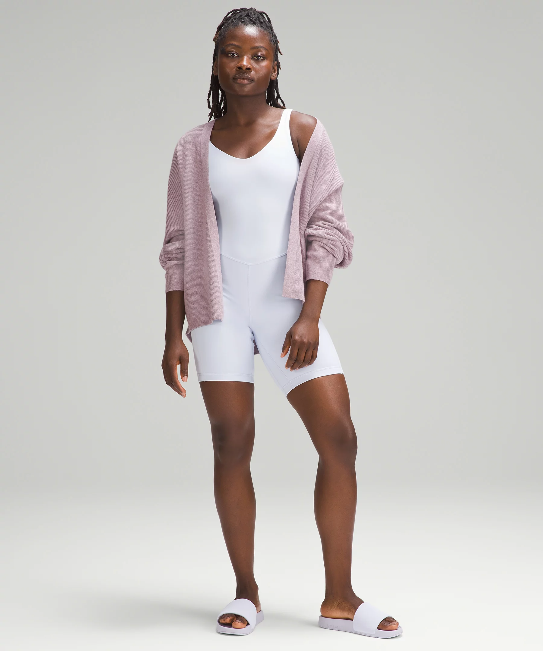 Boxy Cotton-Blend Knit Wrap Heathered Twilight Rose