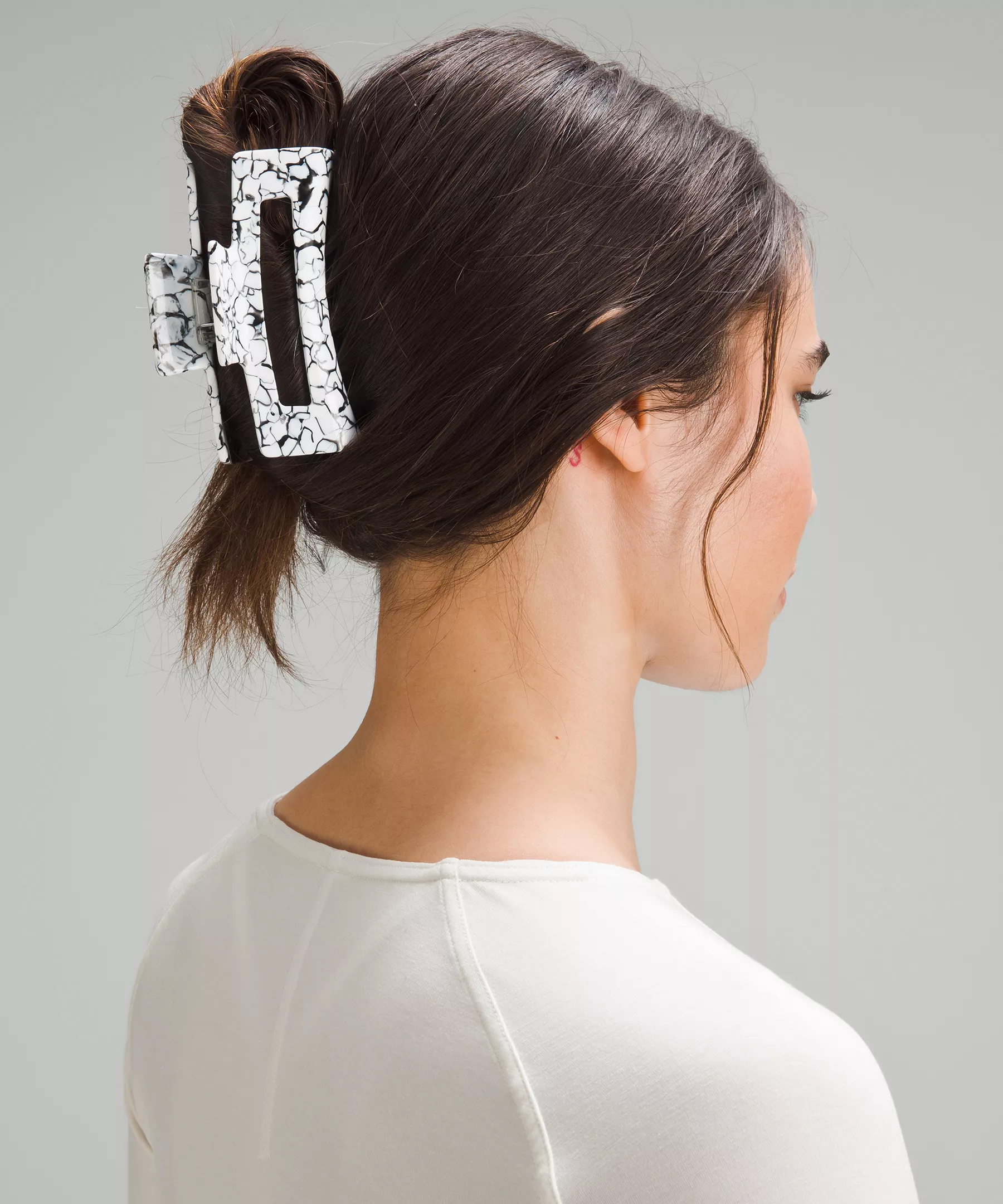 Extra Large + Medium Claw Hair Clips *2 Pack Antique White/Black/White Opal/Silverstone