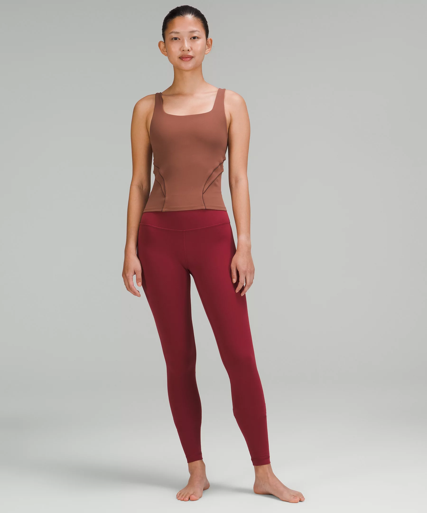 Nulu and Mesh-Back Shelf-Bra Yoga Tank Top Ancient Copper