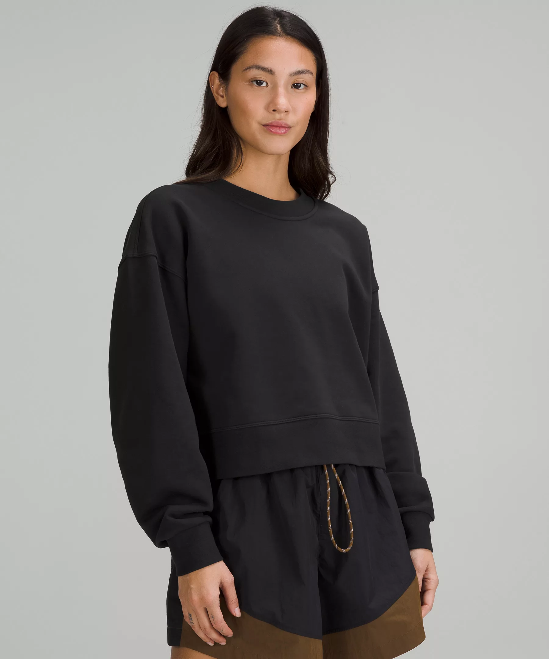 Perfectly Oversized Cropped Crew *French Terry Black