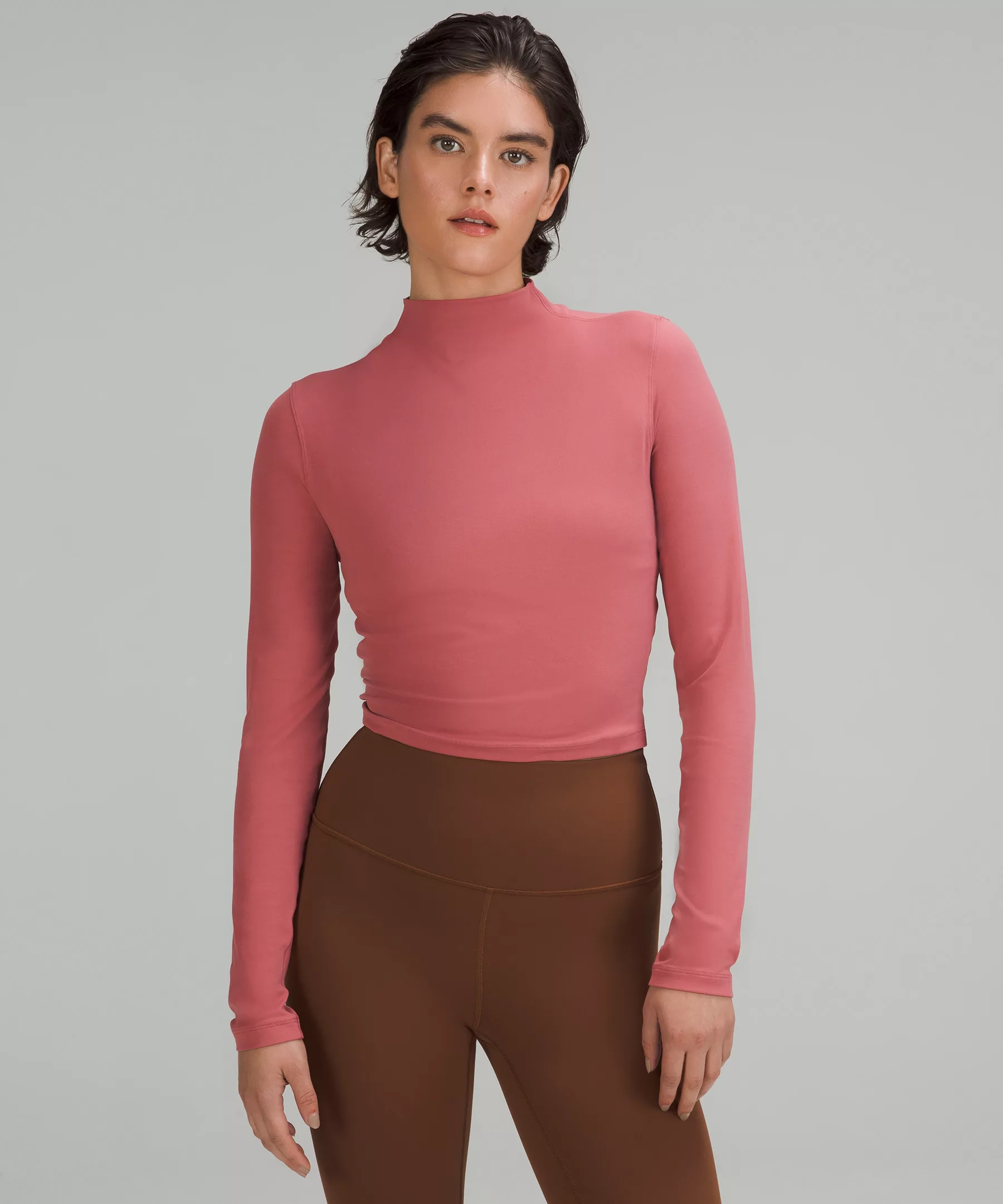 All Aligned Mock Neck Long Sleeve Shirt Online Only Brier Rose