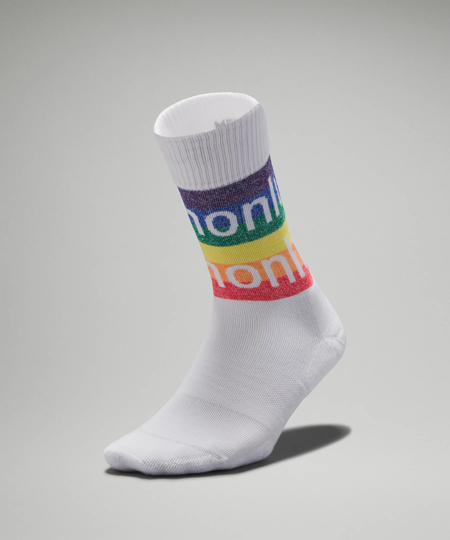 Women's Daily Stride Comfort Crew Sock *Online Only white/rainbow