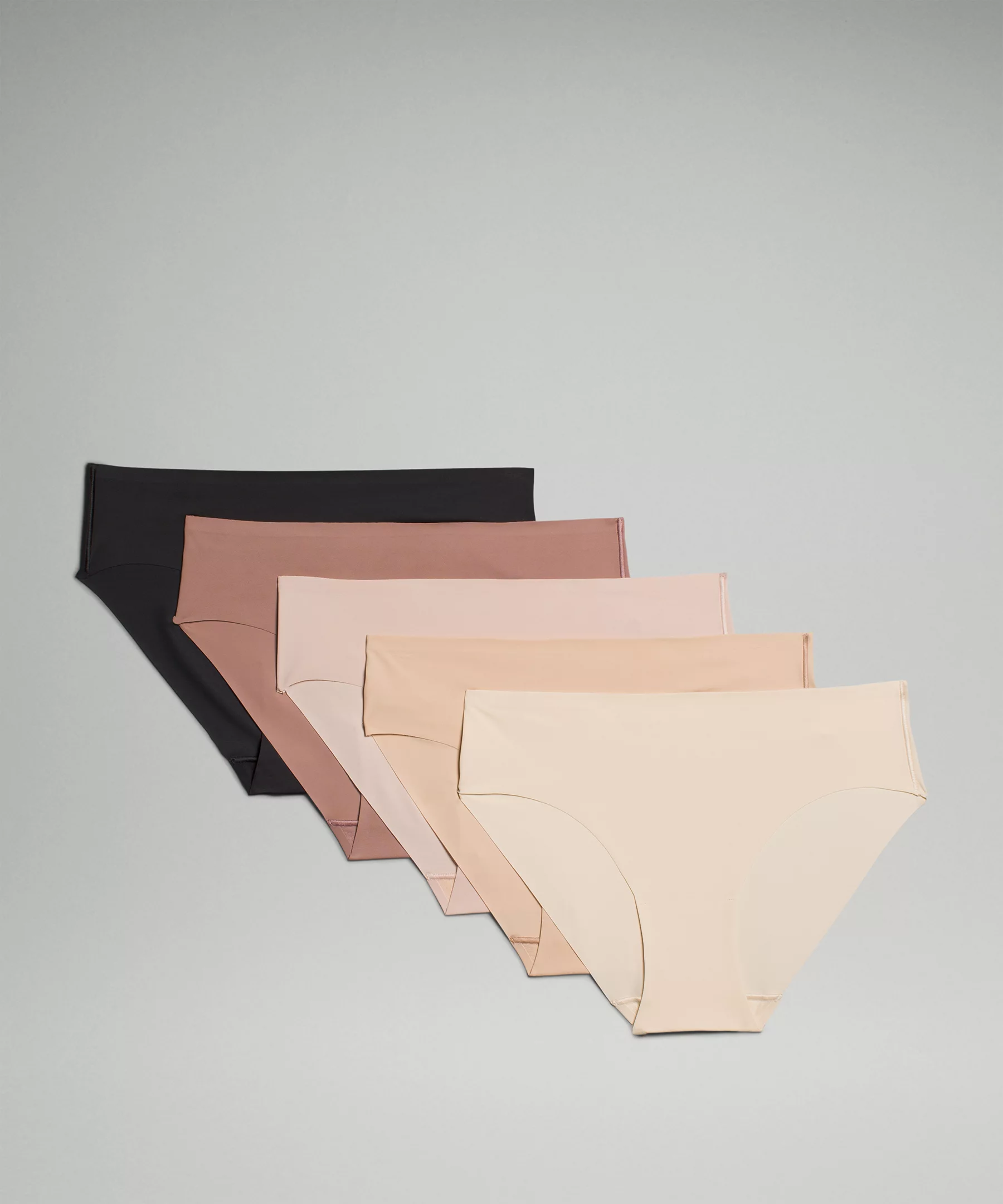 InvisiWear Mid-Rise Bikini Underwear *5 Pack Black/Twilight Rose/Misty Shell/Pale Linen/Contour