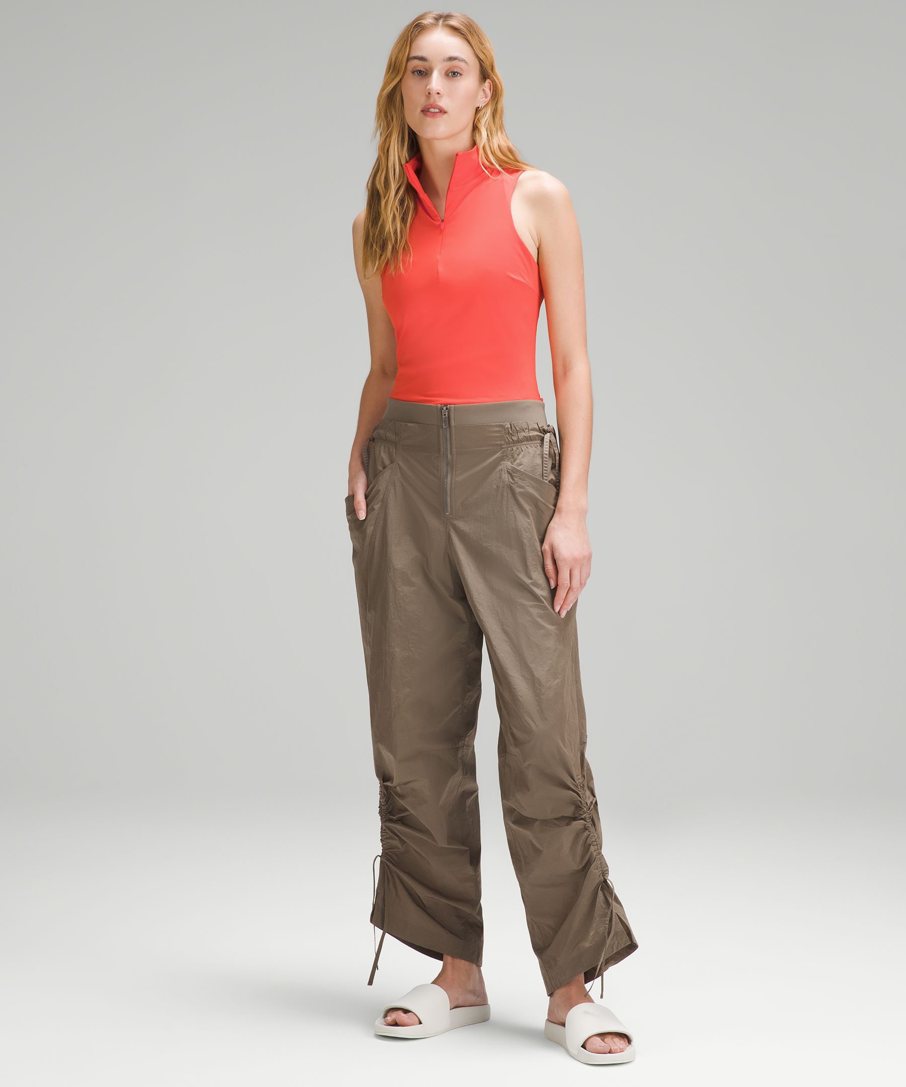 Tight-Fit Lined Half-Zip Tank Top *Online Only Solar Orange