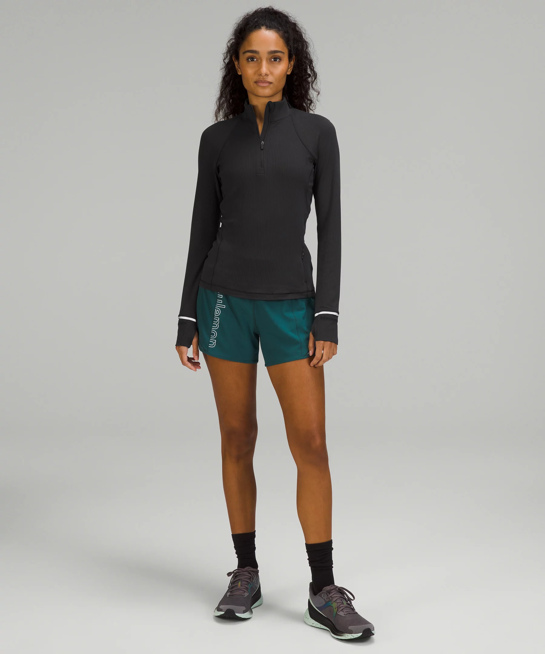 It's Rulu Run Ribbed Half Zip Black