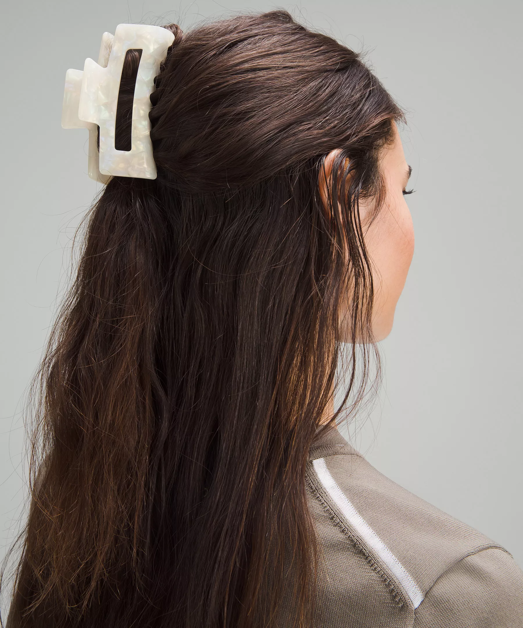 Extra Large Claw Hair Clip White Opal/Silverstone