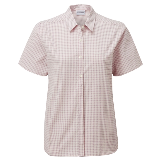 Nasima Short Sleeved Shirt | Brushed Lilac Check
