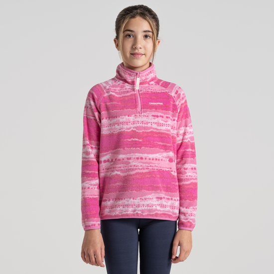 Kid's Kai Half Zip Fleece | Carnation Pink Print