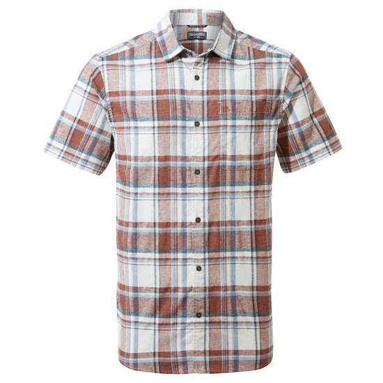 Men's Hila Short Sleeved Shirt | Sienna Red Check