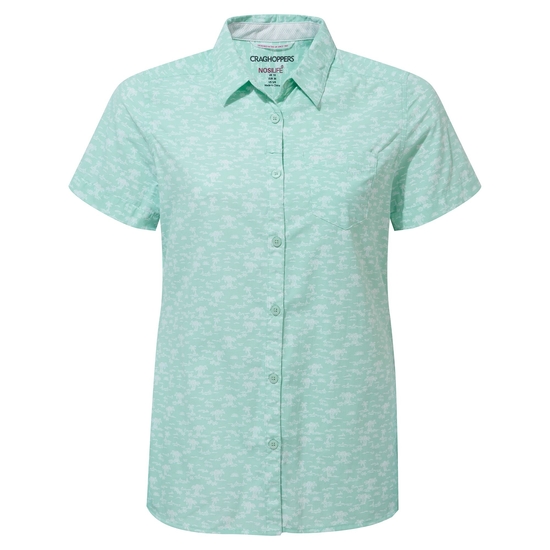 Women's Nosilife Tillia Short Sleeved Shirt | Poolside Green Print