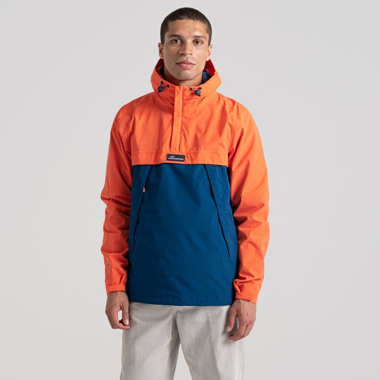 Waterproof Anderson Cagoule | Neon Coral / Poseidon Blue