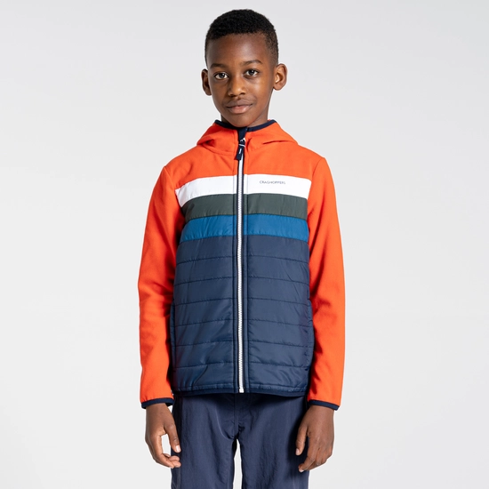 Kid's Brady Hybrid Jacket | Blood Orange / Blue Navy