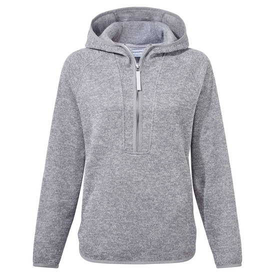Women's Elena Hooded Half Zip Fleece | Lunar Grey Marl