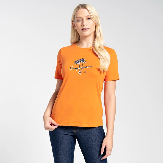 Women's Ally Short Sleeved T-Shirt | Nectar Orange Palm Tree