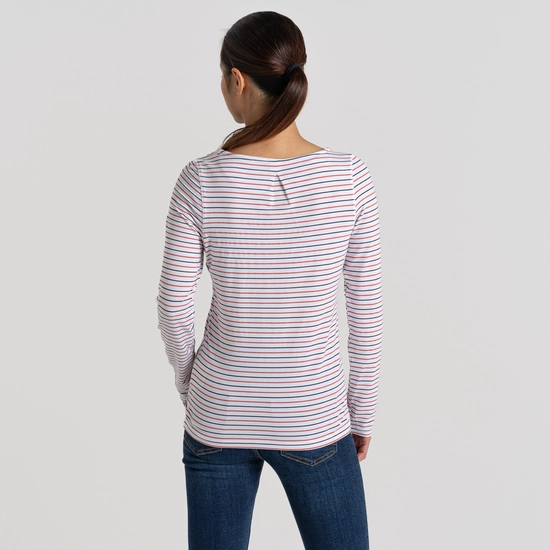 Women's NosiLife Erin Long Sleeved Top | Blue Navy / Pompeian Red Stripe