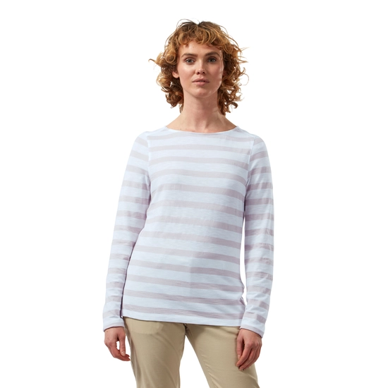 Women's NosiLife Erin Long Sleeved Top | Brushed Lilac Stripe