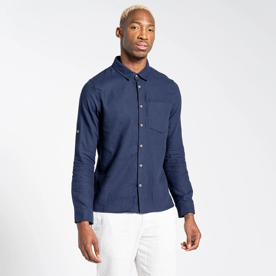 Men's Nosibotanical Lagarto Long Sleeved Shirt | Blue Navy