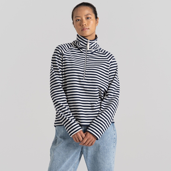 Women's Melina Half Zip Fleece | Blue Navy Stripe