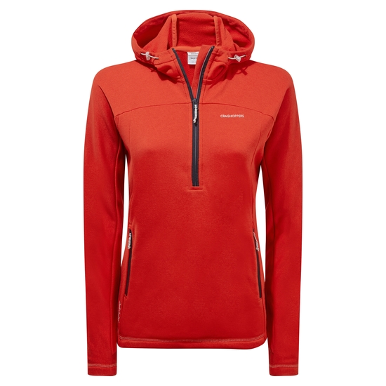 Women's Dynamic Hooded Half Zip Top | Blood Orange Marl