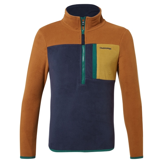 Kid's Tama Half Zip Fleece | Potters Clay / Blue Navy