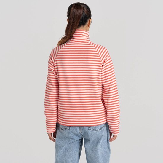 Women's Melina Half Zip Fleece | Rose Coral Stripe